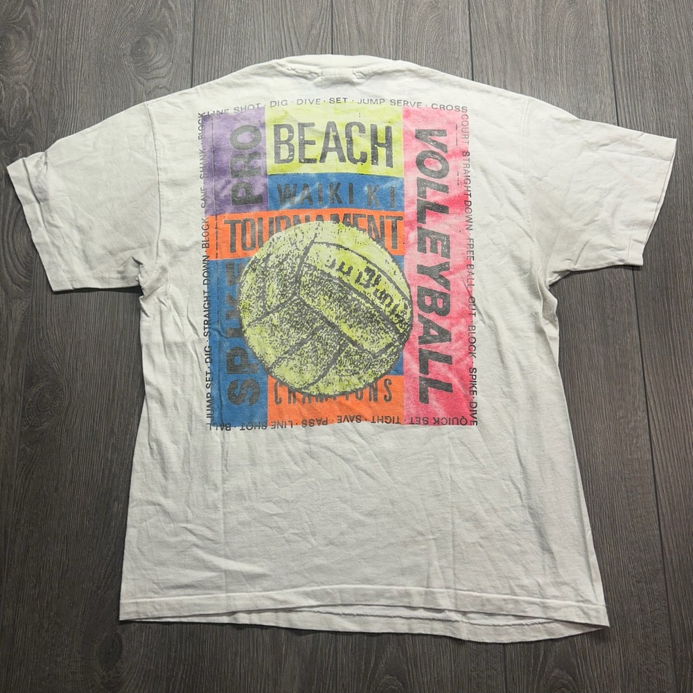 Vintage Hawaii Beach Volleyball Tournament Shirt Mens Large White 90s Hanes